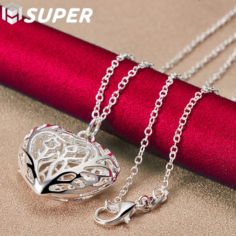 925 Sterling Silver Hollow Love Heart Ball 16-30 Inch Chain Pendant Necklace For Women Wedding Engagement Jewelry
925 Sterling Silver Hollow Love Heart Ball 16-30 Inch Chain Pendant Necklace For Women Wedding Engagement Jewelry