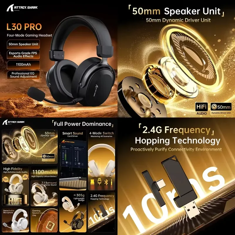 【CHIMU HOME】 Wireless Gaming Headset for Attack Shark L30PRO with 2.4GHz BT and Wired Connectivity Long Battery Life
【CHIMU HOME】 Wireless Gaming Headset for Attack Shark L30PRO with 2.4GHz BT and Wired Connectivity Long Battery Life