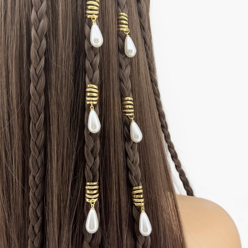 6Pcs Exquisite Drop Pearl Dreadlock Rings Premium Metal Non Slip Durable Easy Install for Braids Hair Extensions Women Sets
6Pcs Exquisite Drop Pearl Dreadlock Rings Premium Metal Non Slip Durable Easy Install for Braids Hair Extensions Women Sets