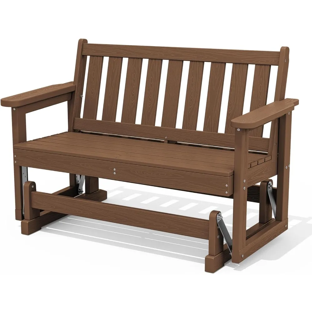 2 Person Patio Glider Rocking Chair, HDPE Material Weather-Resistant Swinging Bench for Outdoor Porch Garden, Brown
2 Person Patio Glider Rocking Chair, HDPE Material Weather-Resistant Swinging Bench for Outdoor Porch Garden, Brown