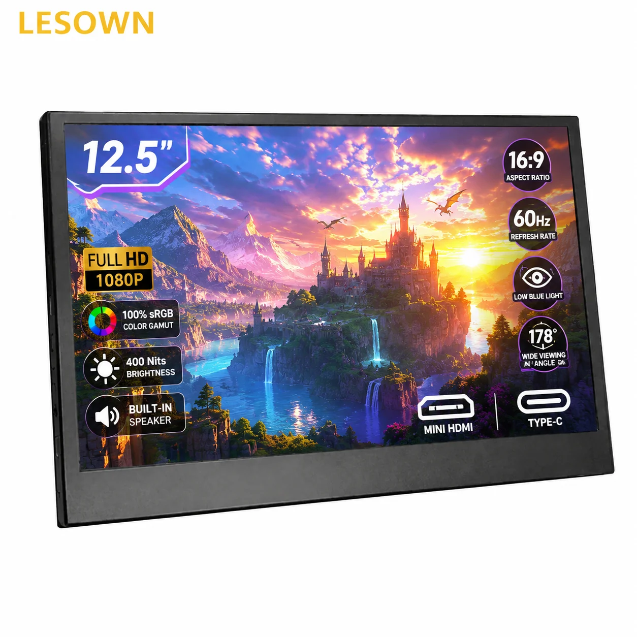 LESOWN 12.5" 1080P IPS SBC Extension Screen Metal Shell External Monitor with miniHDTV Type-C Port for Raspberry Pi 5 Orange
LESOWN 12.5" 1080P IPS SBC Extension Screen Metal Shell External Monitor with miniHDTV Type-C Port for Raspberry Pi 5 Orange