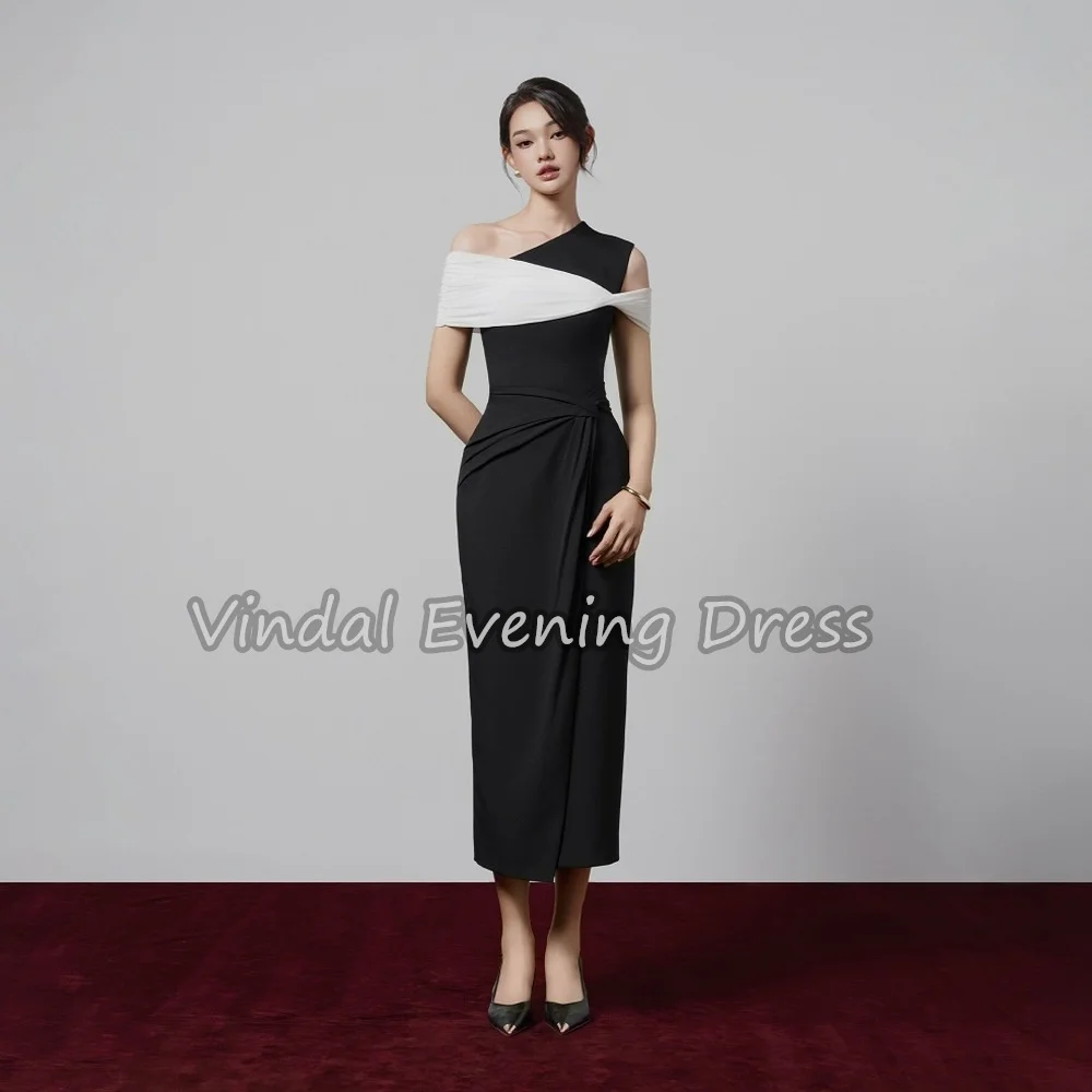 Vindal Crepe Straight Off-the-shoulder Neckline Pleats Ankle Length Simple Evening Dresses For Women 2025 With Short Sleeves
Vindal Crepe Straight Off-the-shoulder Neckline Pleats Ankle Length Simple Evening Dresses For Women 2025 With Short Sleeves