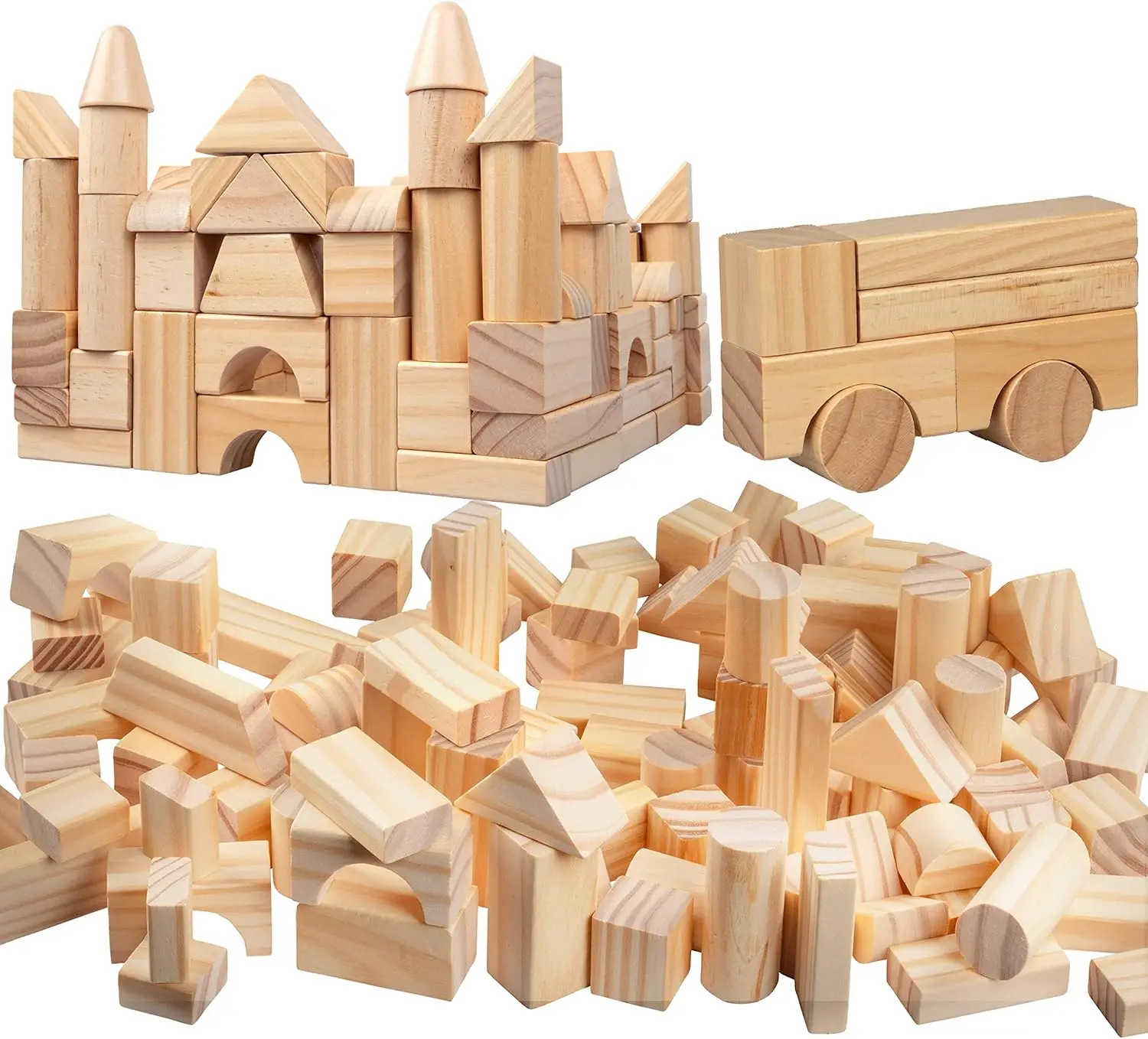 Natural Wood Building Blocks Set - 100 Pieces, 14 Shapes, Safe Kids Toy for Creative Play
Natural Wood Building Blocks Set - 100 Pieces, 14 Shapes, Safe Kids Toy for Creative Play