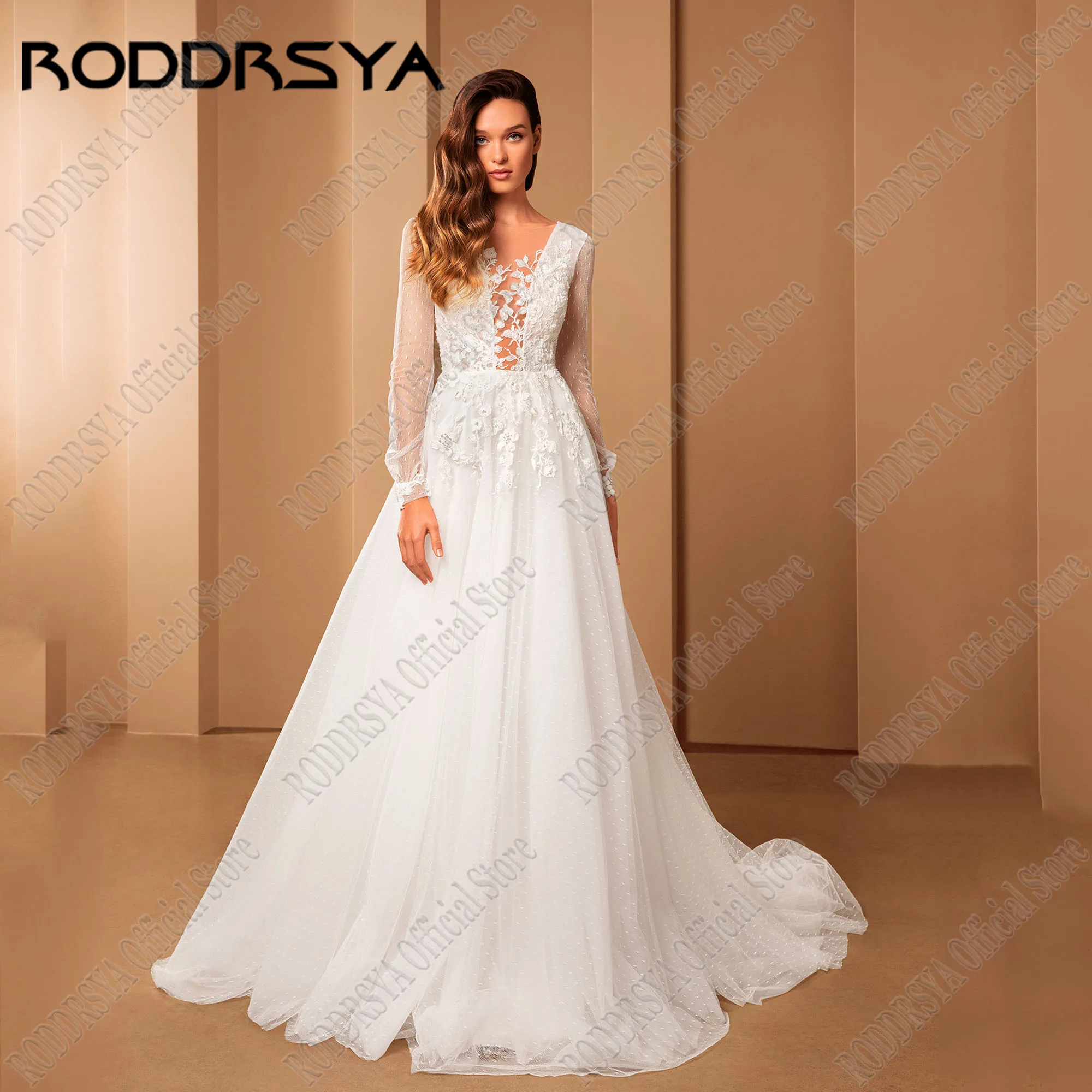 RODDRSYA Lace Wedding Dress Long Sleeves Civil O-Neck vestidos de novia 2025 Customized A-line Tulle Bridal Gown Plus Size
RODDRSYA Lace Wedding Dress Long Sleeves Civil O-Neck vestidos de novia 2025 Customized A-line Tulle Bridal Gown Plus Size