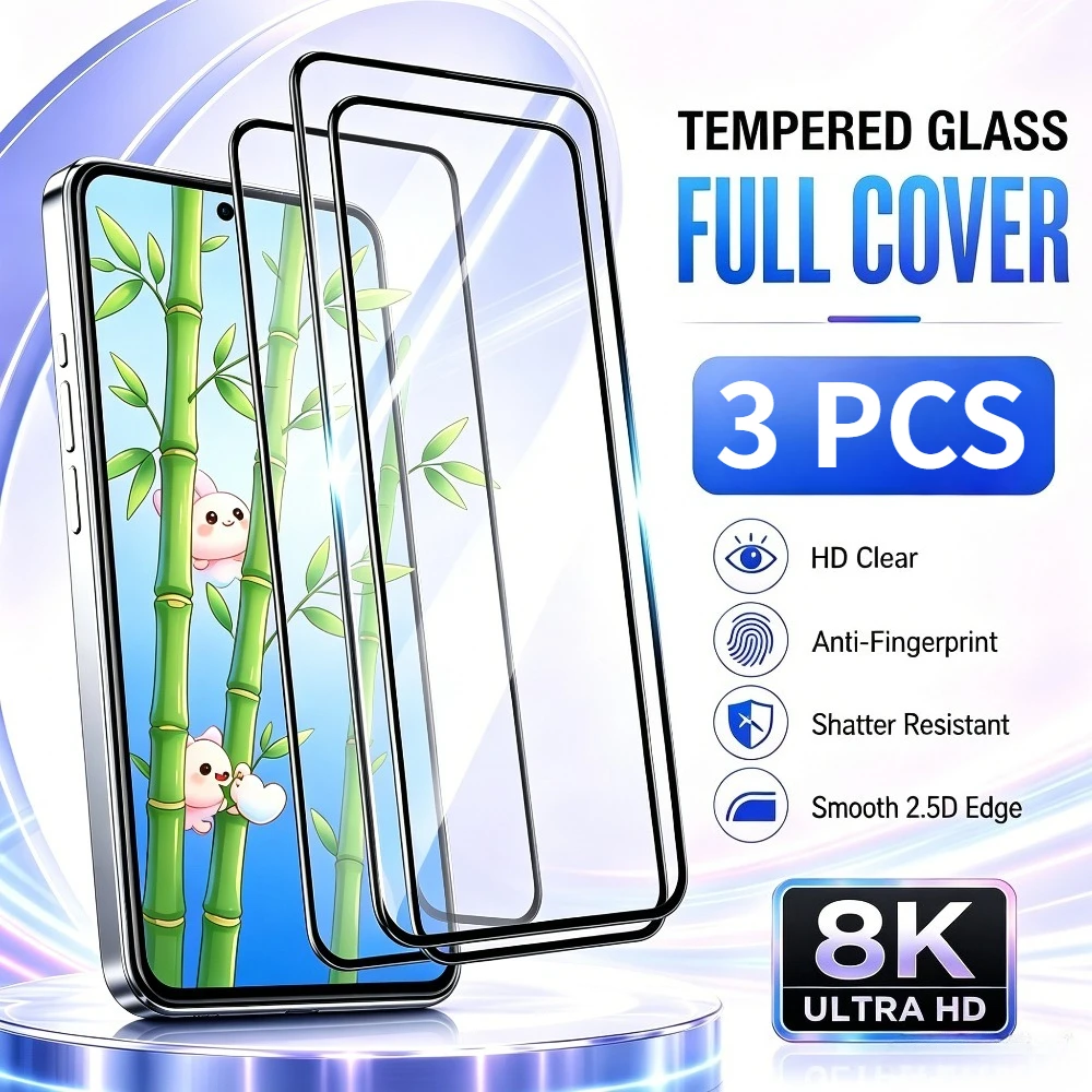 3Pcs Tempered Glass Full Cover HD for Samsung Galaxy A57 A56 A55 A37 A36 A35 A26 A25 A17 A16 A15 Anti-Shatter Screen Protector
3Pcs Tempered Glass Full Cover HD for Samsung Galaxy A57 A56 A55 A37 A36 A35 A26 A25 A17 A16 A15 Anti-Shatter Screen Protector