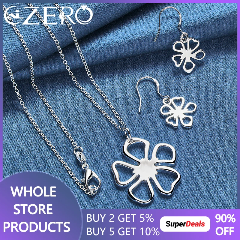 ALIZERO 925 Sterling Silver Hollow Flower Pendant Necklace Earrings Set For Woman Charms Wedding Engagement Party Jewelry Gift
ALIZERO 925 Sterling Silver Hollow Flower Pendant Necklace Earrings Set For Woman Charms Wedding Engagement Party Jewelry Gift