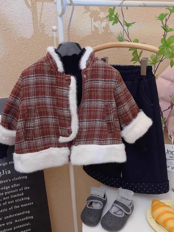 Retro Fur Trimmed Cotton Jaet Thiened Plaid Baby Girl's Winter Coat Korean Sle Commute ort Length Long Sve
Retro Fur Trimmed Cotton Jaet Thiened Plaid Baby Girl's Winter Coat Korean Sle Commute ort Length Long Sve