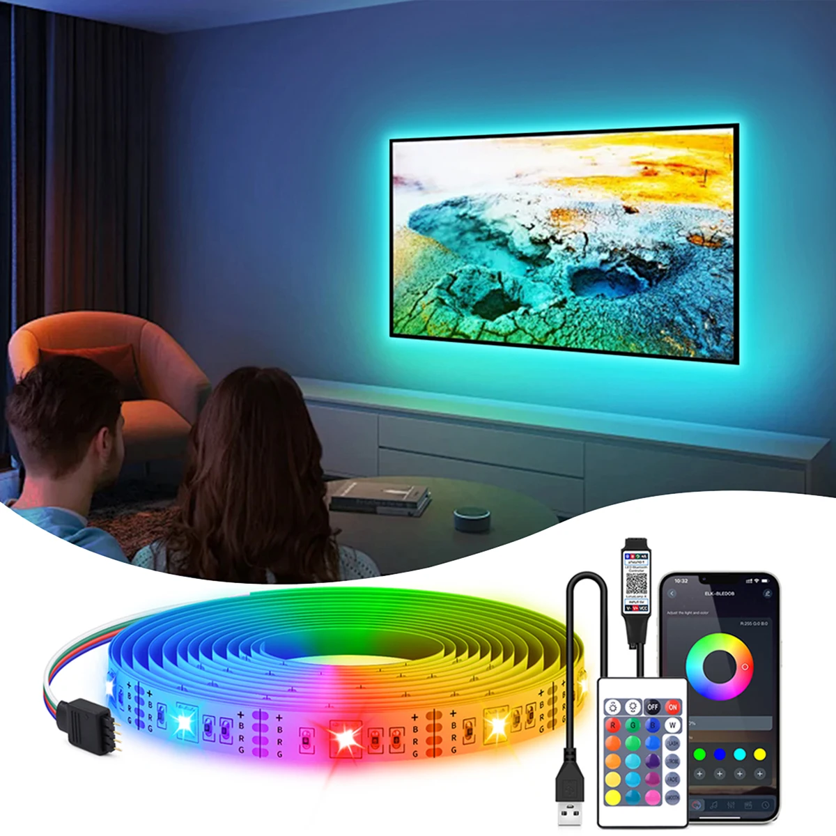 5050 RGB LED Strip Lights 1-5m IR Remote Control Color Changing Flexible Lamp BT APP Control TV Gaming Roon Bar Ambient Light
5050 RGB LED Strip Lights 1-5m IR Remote Control Color Changing Flexible Lamp BT APP Control TV Gaming Roon Bar Ambient Light