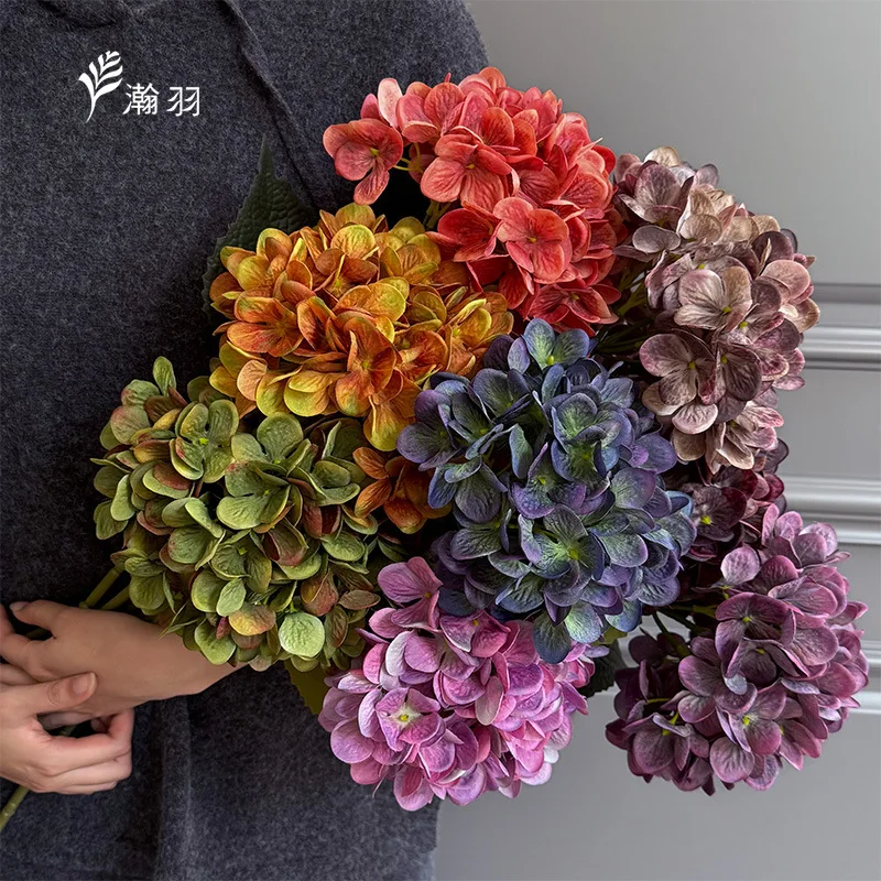 Popular Single Branch 3D Hydrangea Simulation Flower, Home Decoration Photo Props Wedding Wedding