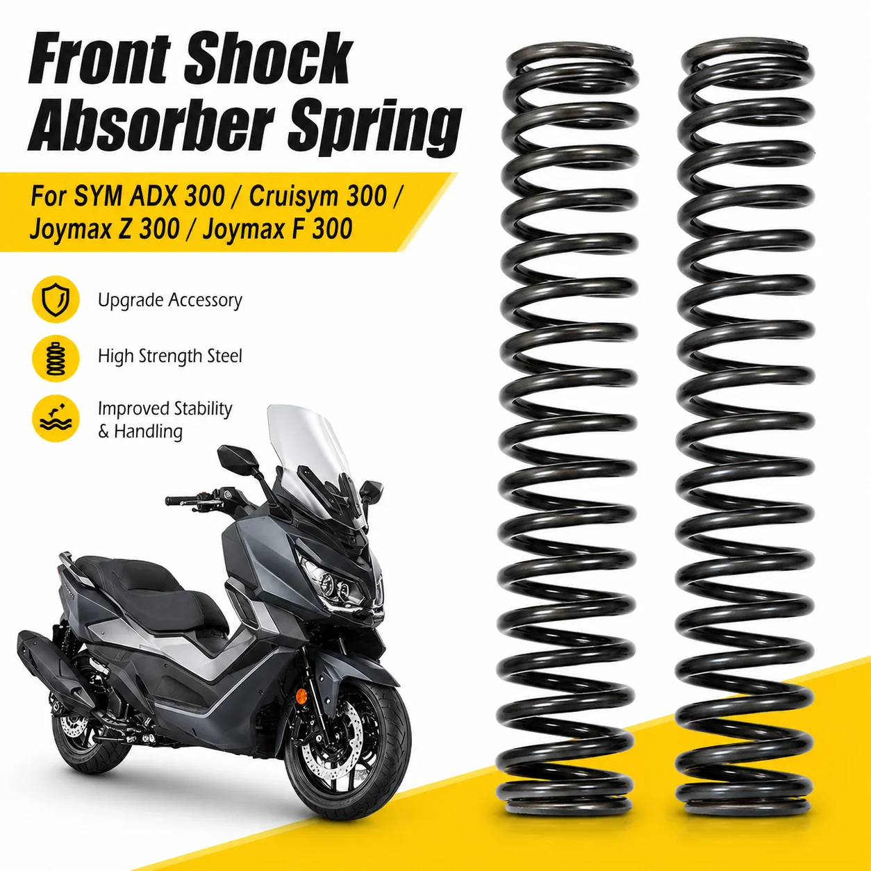 Front Shock Absorber Spring Modification Accessory for SYM ADX 300 Cruisym 300 JoymaxZ 300 JoymaxF 300 Motorcycles
Front Shock Absorber Spring Modification Accessory for SYM ADX 300 Cruisym 300 JoymaxZ 300 JoymaxF 300 Motorcycles