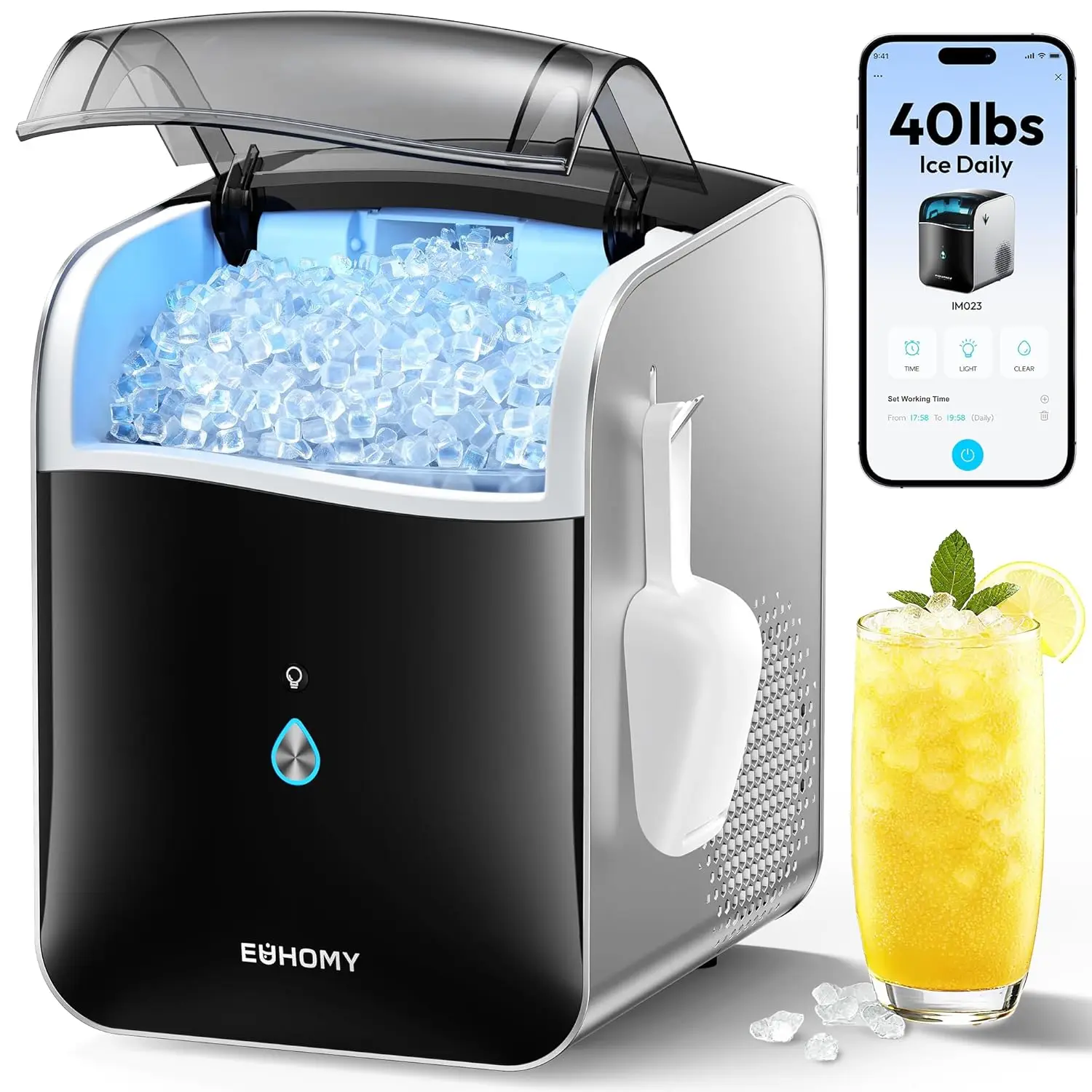Smart Nugget Ice Maker Countertop, Pebble Ice Maker Machine with APP/Alexa Control, 40lbs/24H, Ready in 7 Mins, Self-Cleaning, P
Smart Nugget Ice Maker Countertop, Pebble Ice Maker Machine with APP/Alexa Control, 40lbs/24H, Ready in 7 Mins, Self-Cleaning, P