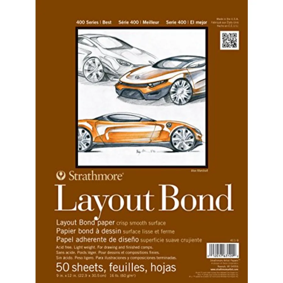 411-9 400 Series Layout Bond Pad, White, 9"x12", 50 Sheets
411-9 400 Series Layout Bond Pad, White, 9"x12", 50 Sheets