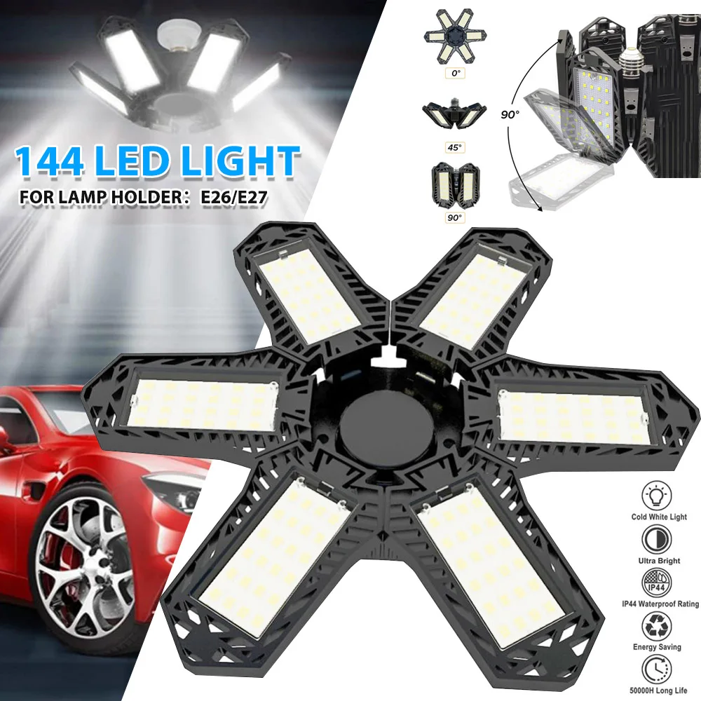 LED Garage Light E27/E26 Djustable 6 Panel Led Lamp Deformable LED Garage Ceiling Light AFor Garage Workshop Industrial Lighting
LED Garage Light E27/E26 Djustable 6 Panel Led Lamp Deformable LED Garage Ceiling Light AFor Garage Workshop Industrial Lighting