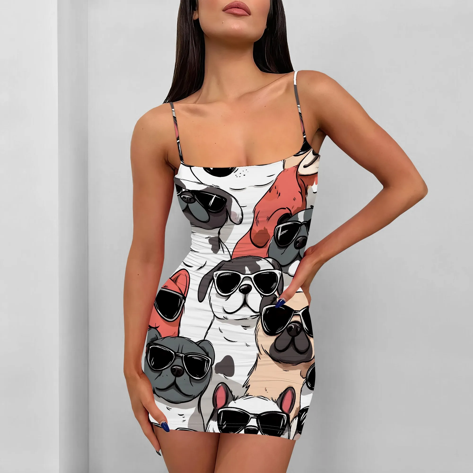 Women's Dog Print Mini Dress Cute Spaghetti Strap Bodycon Dress for Casual Party Vacation Wear S-3XL
Women's Dog Print Mini Dress Cute Spaghetti Strap Bodycon Dress for Casual Party Vacation Wear S-3XL