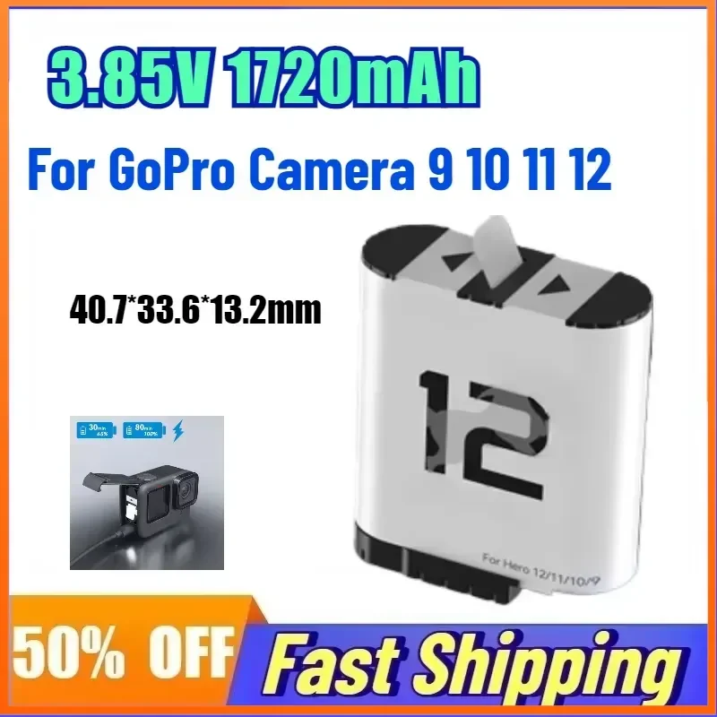 Low-Temperature Pocket Battery 3.85V 1720mAh for GoPro Camera 9 10 11 12 Replace Rechargeable Battery Accessories
Low-Temperature Pocket Battery 3.85V 1720mAh for GoPro Camera 9 10 11 12 Replace Rechargeable Battery Accessories