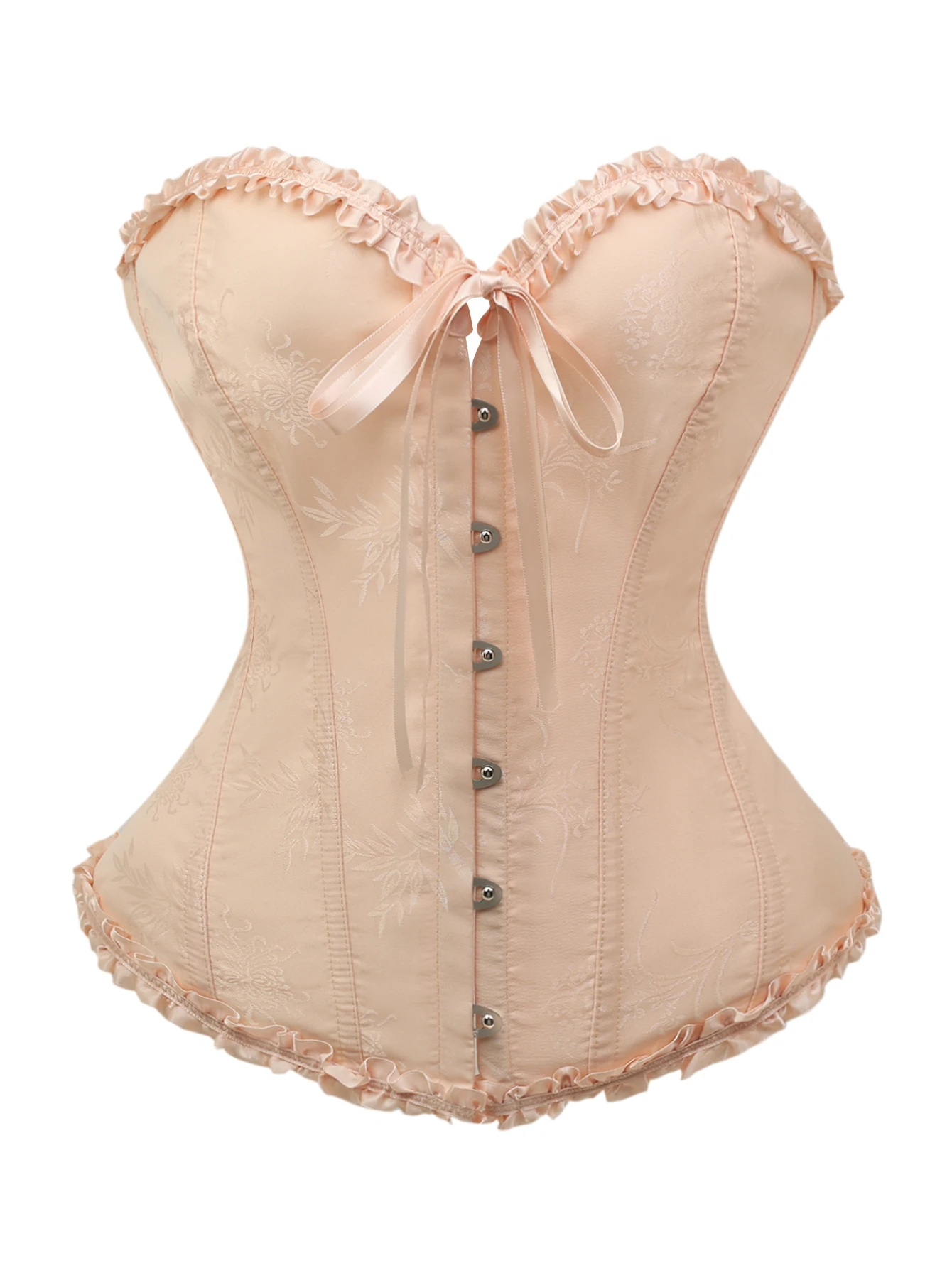 Floral Jacquard Bustier Waist Shaping Corset with Satin Ruffle Trim Women s Elegant Underwear
Floral Jacquard Bustier Waist Shaping Corset with Satin Ruffle Trim Women s Elegant Underwear