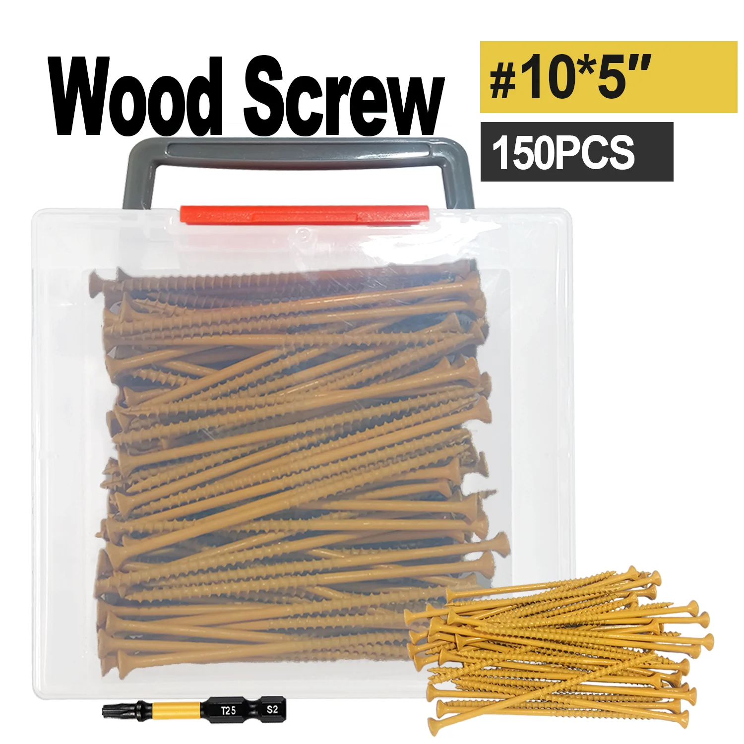 VKKM Deck Screws 5 Inch, Wood Screws #10 x 5", 150 PCS, Rust Resistant Coated, T25 Screws, T25 Star Bit Included, Tan
VKKM Deck Screws 5 Inch, Wood Screws #10 x 5", 150 PCS, Rust Resistant Coated, T25 Screws, T25 Star Bit Included, Tan