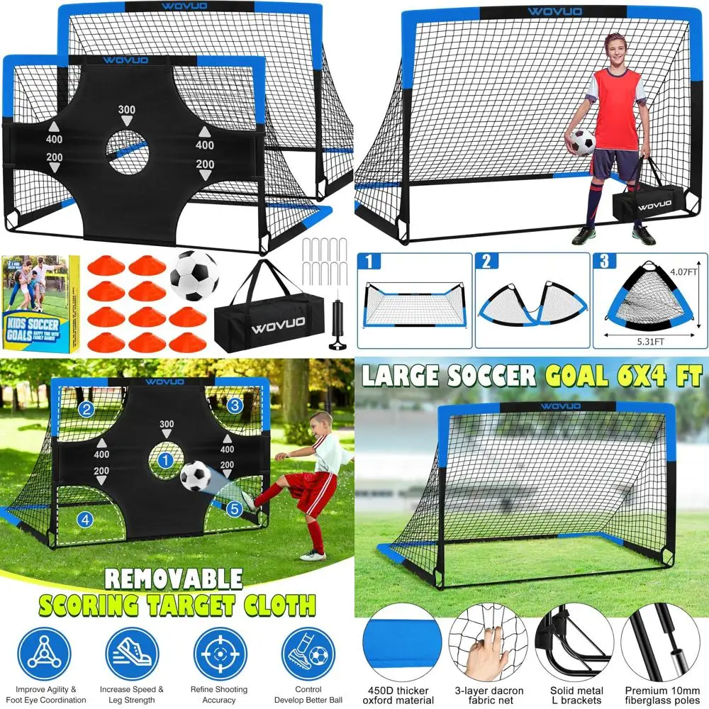 Portable Toddler Soccer Goals Set, 6x4 ft, for Ages 3-14, Includes Soccer Target, Ball, Cones, and Net for Outdoor Play
Portable Toddler Soccer Goals Set, 6x4 ft, for Ages 3-14, Includes Soccer Target, Ball, Cones, and Net for Outdoor Play