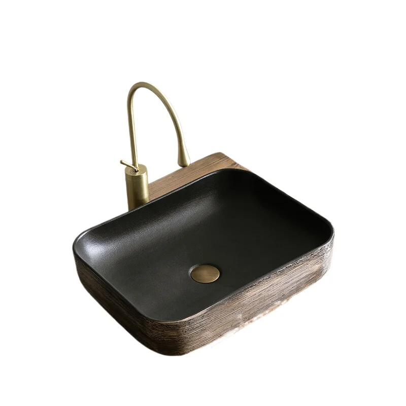 Ретро настольная раковина Бытовая керамическая раковина с защитой от брызг Открытый балкон 
Ретро настольная раковина Бытовая керамическая раковина с защитой от брызг Открытый балкон