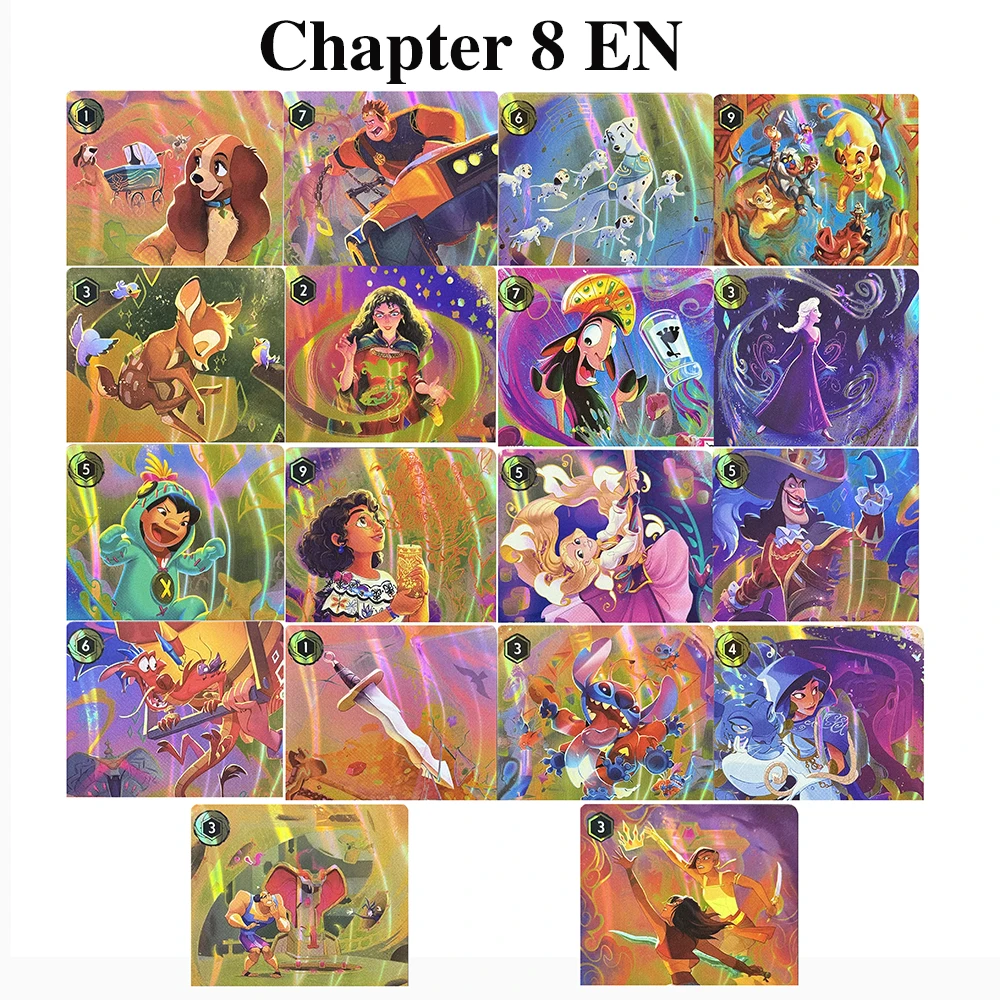 Chapter 8 Lorcana Foil Cards Enchanted Proxy Kuzco Mother Gothel Fantastical Magical Into the Unknown Wrong Lever Stitch Mushu
Chapter 8 Lorcana Foil Cards Enchanted Proxy Kuzco Mother Gothel Fantastical Magical Into the Unknown Wrong Lever Stitch Mushu