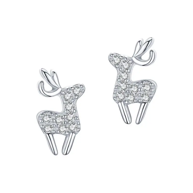 Cute Animal Deer Studs Joyas De Plata 925 Original Women Jewellery Dainty Earrings 
Cute Animal Deer Studs Joyas De Plata 925 Original Women Jewellery Dainty Earrings