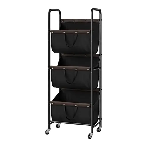 Black 3-Compartment Rolling Laundry Organizer With Wheels For Bedroom Bathroom Closet Storage
Black 3-Compartment Rolling Laundry Organizer With Wheels For Bedroom Bathroom Closet Storage