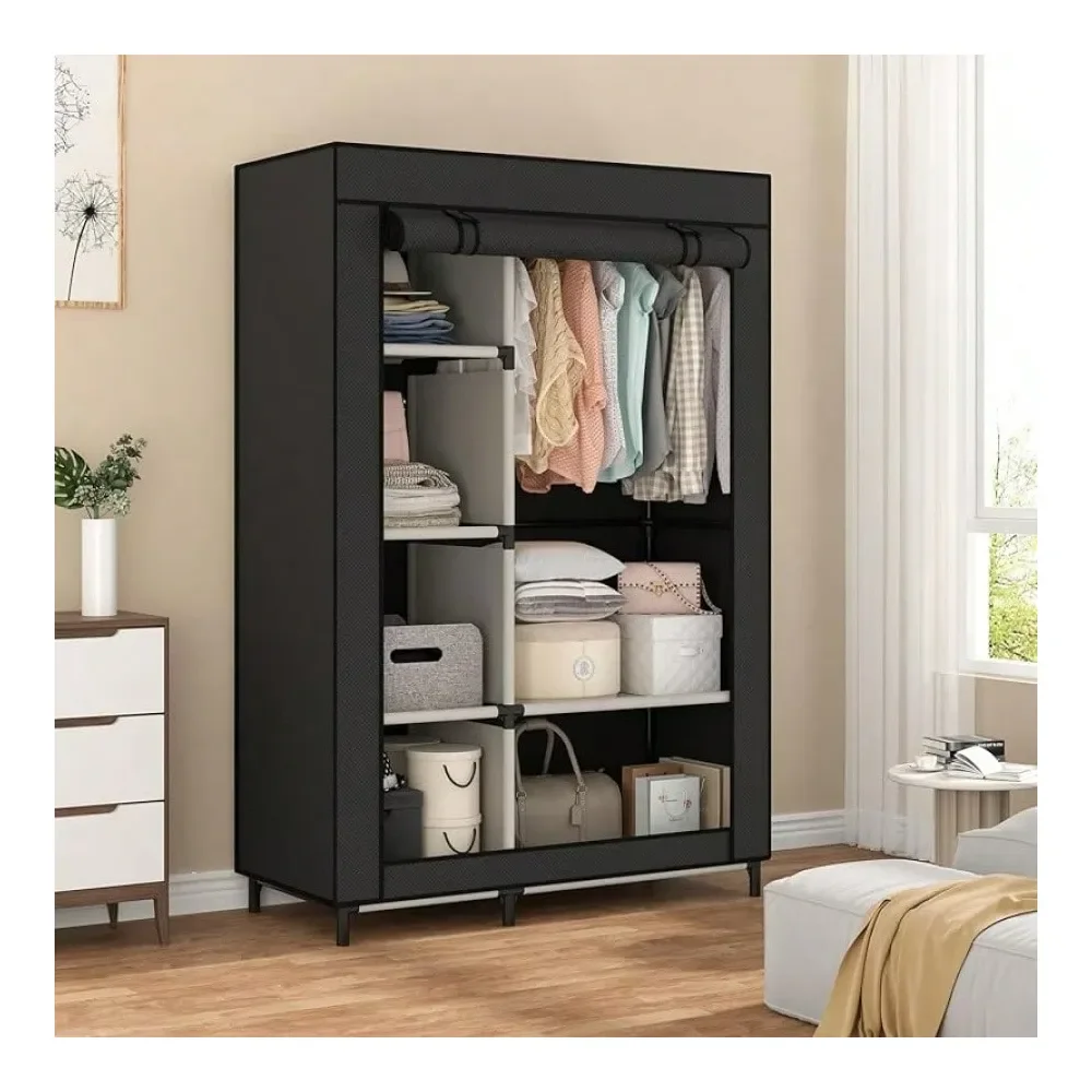 Portable Closet Organizers, Clothing Storage, Wardrobe With 6 Shelves And Hanging Rod, NonWoven Fabric Cover With 4 Side Pocket
Portable Closet Organizers, Clothing Storage, Wardrobe With 6 Shelves And Hanging Rod, NonWoven Fabric Cover With 4 Side Pocket