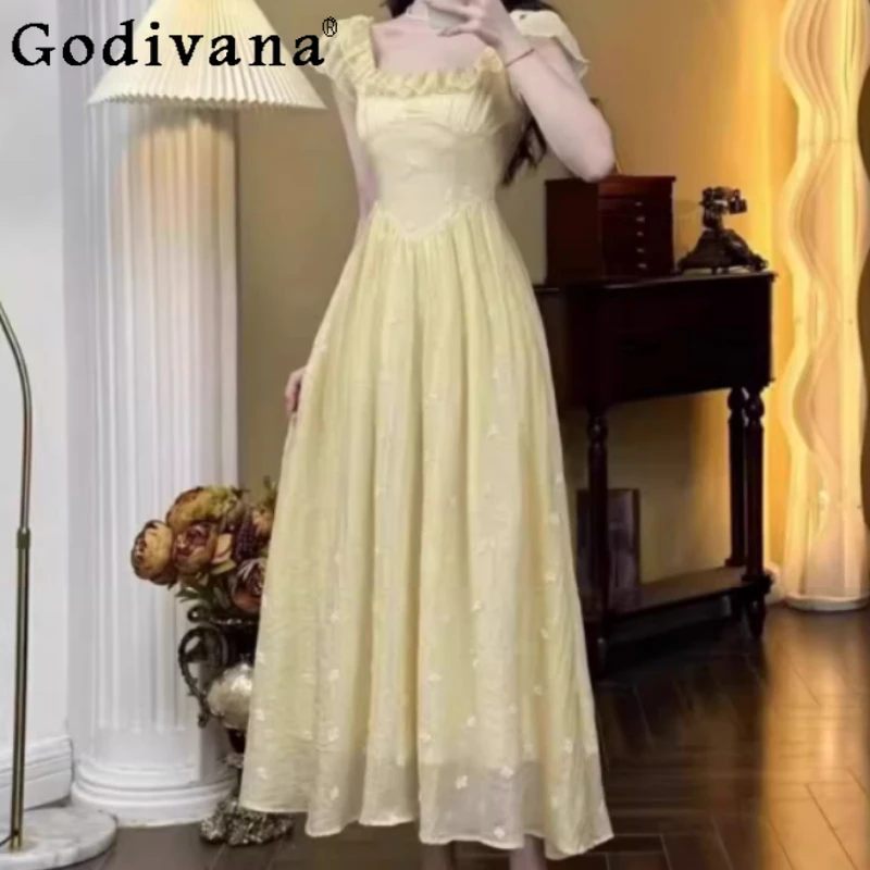 Women Summer Large Size Elegant French Yellow Floral Beach Dresses Seaside Vacation High Waist A-line Chiffon Sweet Fairy Dress
Women Summer Large Size Elegant French Yellow Floral Beach Dresses Seaside Vacation High Waist A-line Chiffon Sweet Fairy Dress