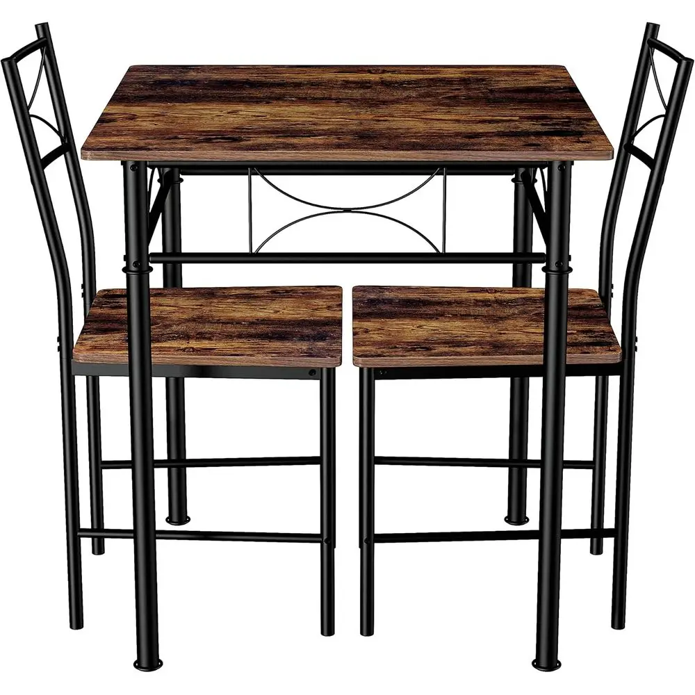 Компактный квадратный обеденный стол из железа и дерева с 2 стульями для небольших помещений на кухне
Компактный квадратный обеденный стол из железа и дерева с 2 стульями для небольших помещений на кухне