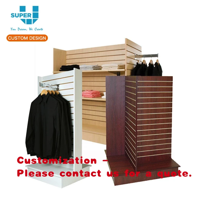 custom.Hot Sale Custom MDF Slat Wall Panel Display Stand 2 Side Gondola Clothing Shop Display
custom.Hot Sale Custom MDF Slat Wall Panel Display Stand 2 Side Gondola Clothing Shop Display