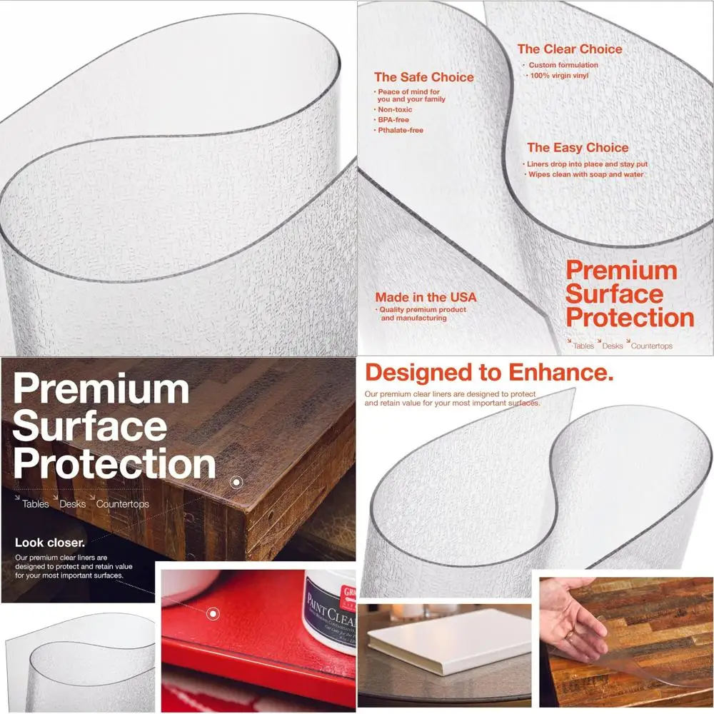 Clear Pebble Textured Vinyl Table Cover, Waterproof Protector, 44 x 72 Inch, 2mm Thick, USA Made, Safe for Use, Large Dining Tab
Clear Pebble Textured Vinyl Table Cover, Waterproof Protector, 44 x 72 Inch, 2mm Thick, USA Made, Safe for Use, Large Dining Tab