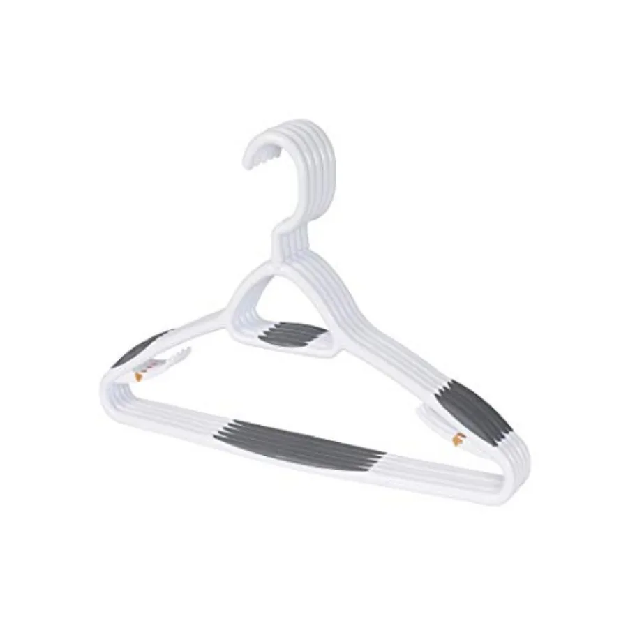 Set of 5 Deluxe Non Slip Hangers by! - Space Saving Hangers for Clothes, Pants, Jackets and Shirt 5 Pack, White/Grey
Set of 5 Deluxe Non Slip Hangers by! - Space Saving Hangers for Clothes, Pants, Jackets and Shirt 5 Pack, White/Grey