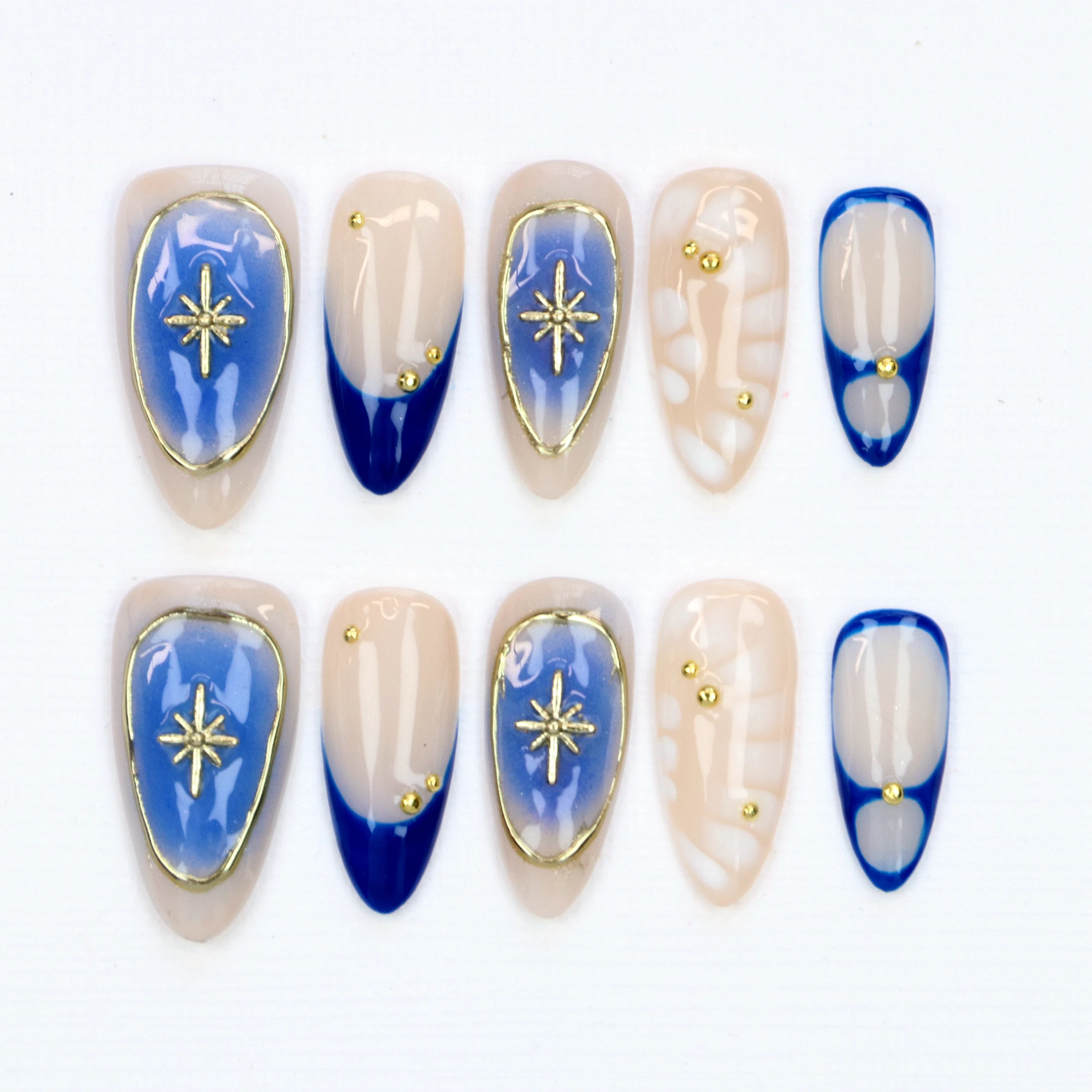 10Pcs Freestyle Blue with Gold Chrome Almond Press on Nails,Custom 3D Astral Nail Vibrant Ombre Color for Birthday Party Holiday
10Pcs Freestyle Blue with Gold Chrome Almond Press on Nails,Custom 3D Astral Nail Vibrant Ombre Color for Birthday Party Holiday