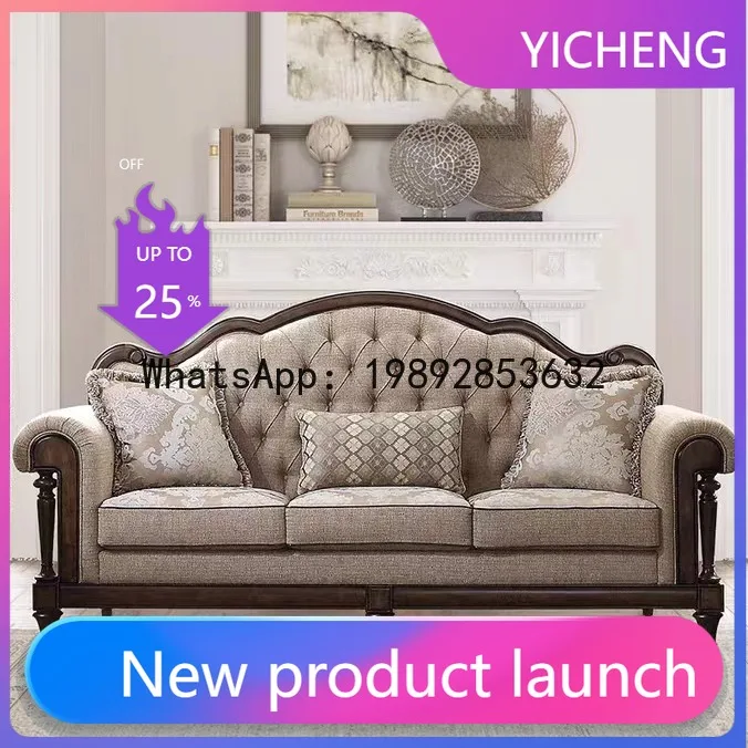 Hys solid wood sofa fabric three-seater retro distressed cotton linen double seater villa living room coffee table side table
Hys solid wood sofa fabric three-seater retro distressed cotton linen double seater villa living room coffee table side table