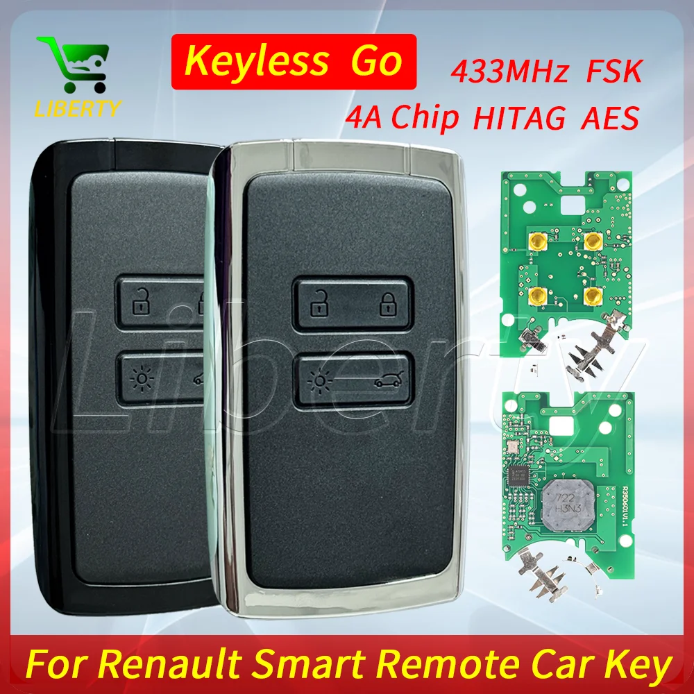 Liberty 4BNT 433MHz AES 4A Chip Proximity Smart Remote Car Key Fob For Renault Megane 4 Talisman Kadjar Espace 5 Keyless Go Card
Liberty 4BNT 433MHz AES 4A Chip Proximity Smart Remote Car Key Fob For Renault Megane 4 Talisman Kadjar Espace 5 Keyless Go Card