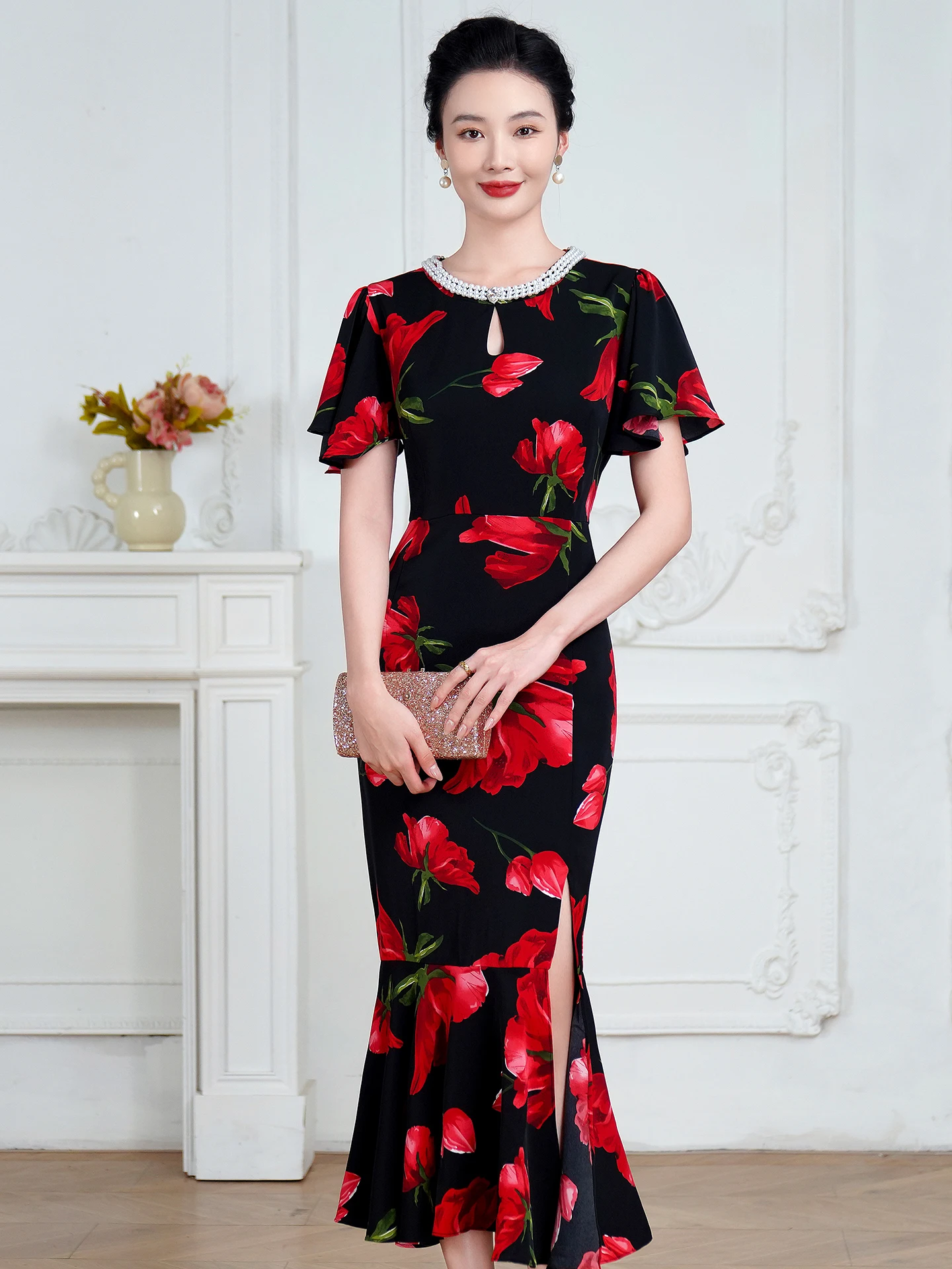 Elegant Long Fish Tail Evening Dress Mommy Chiffon Split Qipao Women's Slimming Casual Summer High End Luxury Short Sleeve
Elegant Long Fish Tail Evening Dress Mommy Chiffon Split Qipao Women's Slimming Casual Summer High End Luxury Short Sleeve