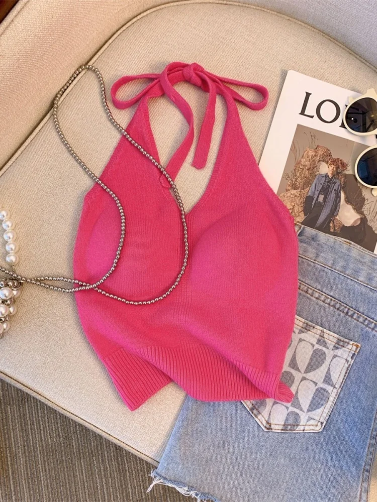 Recommended Self-Preserved Spicy Girl Knitted Halter Neck Strap Women's Summer Style Backless Top with Chest Pad Korean Version
Recommended Self-Preserved Spicy Girl Knitted Halter Neck Strap Women's Summer Style Backless Top with Chest Pad Korean Version