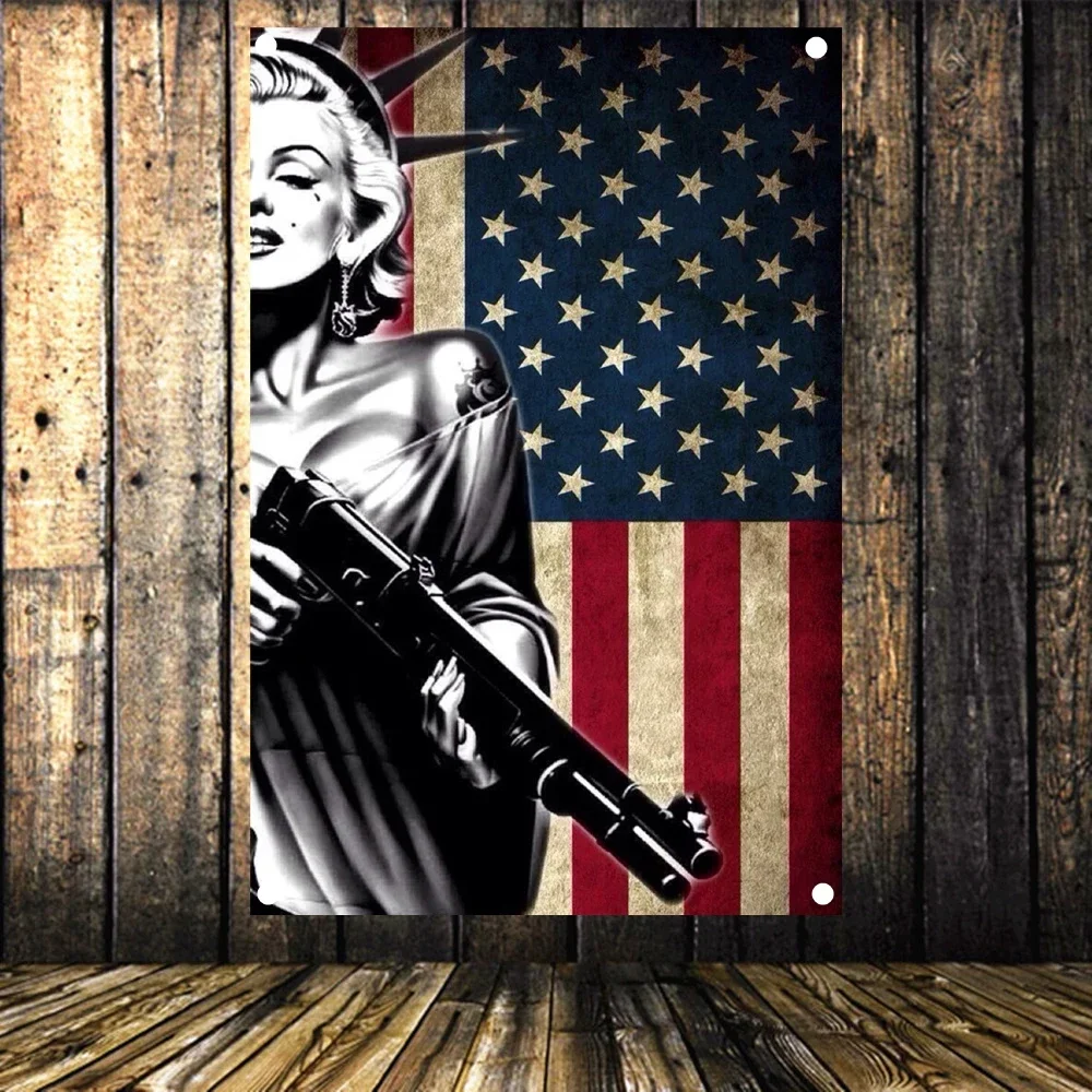 Statue of Liberty holding a gun Wall Art Canvas Painting Banner Tapestry Poster American Flag for wall Decoration
Statue of Liberty holding a gun Wall Art Canvas Painting Banner Tapestry Poster American Flag for wall Decoration