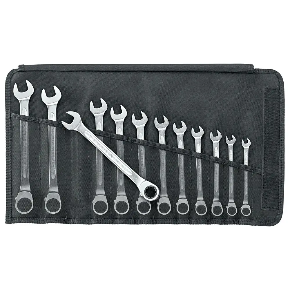 12-Piece Reversible Ratcheting Spanner Set, Sizes 8-19mm, 72-Tooth, Bi-Hexagon Design
12-Piece Reversible Ratcheting Spanner Set, Sizes 8-19mm, 72-Tooth, Bi-Hexagon Design