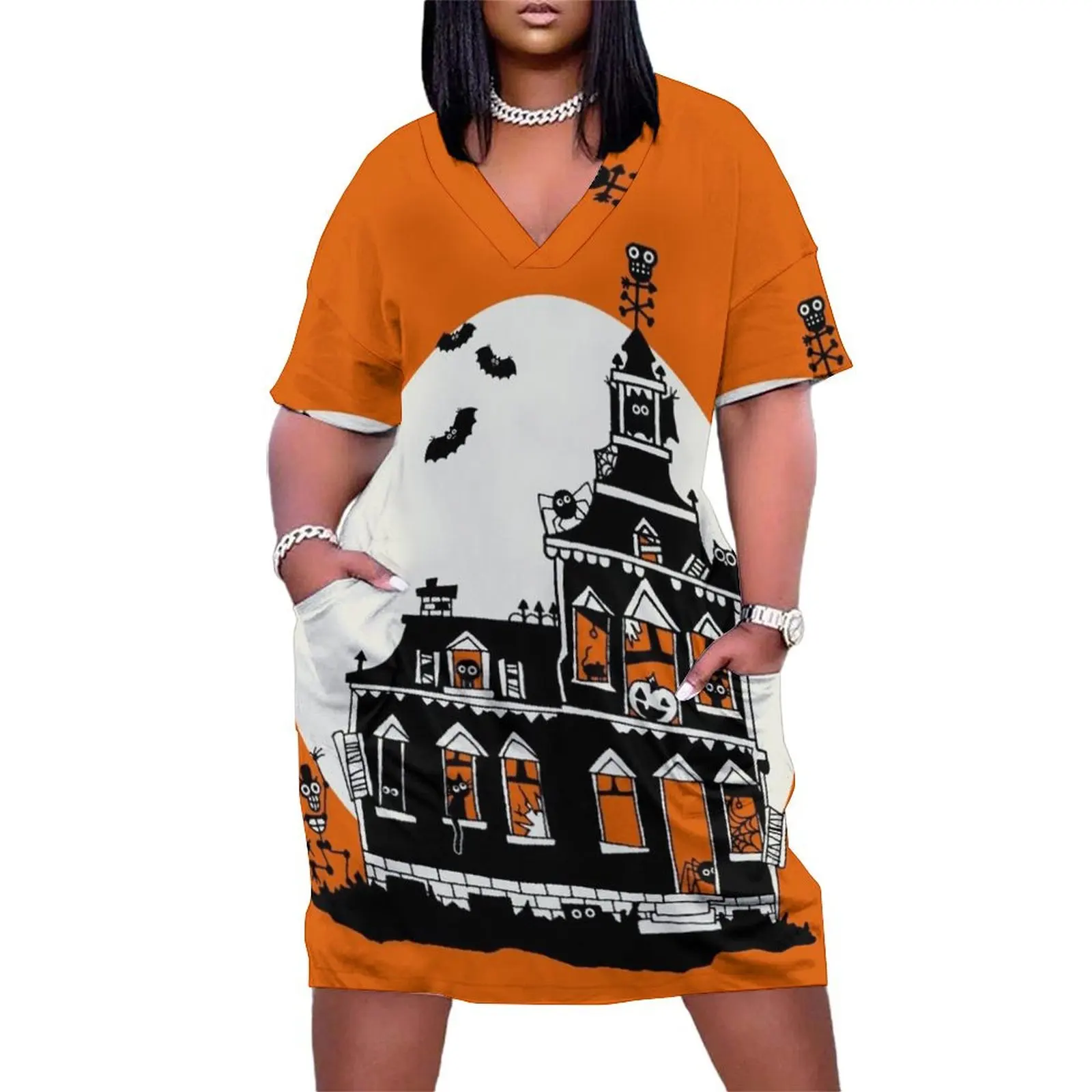Vintage Style Haunted House - Happy Halloween Loose Pocket Dress women's elegant loose dresses dresses for womens
Vintage Style Haunted House - Happy Halloween Loose Pocket Dress women's elegant loose dresses dresses for womens