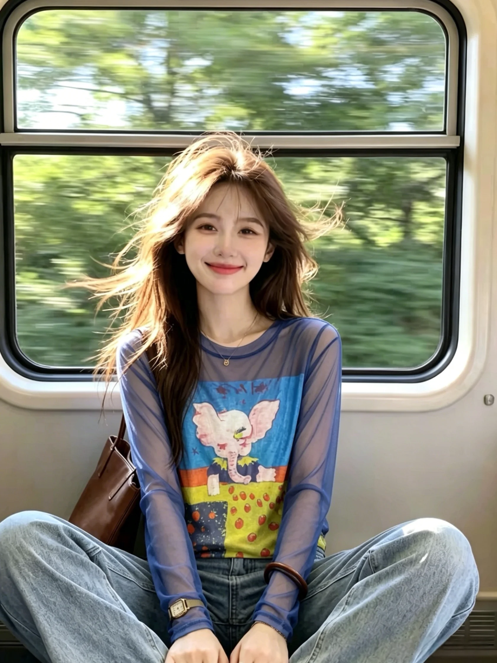Summer New Sweet Thin Mesh Long Sleeve T-Shirt Women's Cartoon Print Self-Keeping Style Korean Version Straight Cut Silk Top
Summer New Sweet Thin Mesh Long Sleeve T-Shirt Women's Cartoon Print Self-Keeping Style Korean Version Straight Cut Silk Top