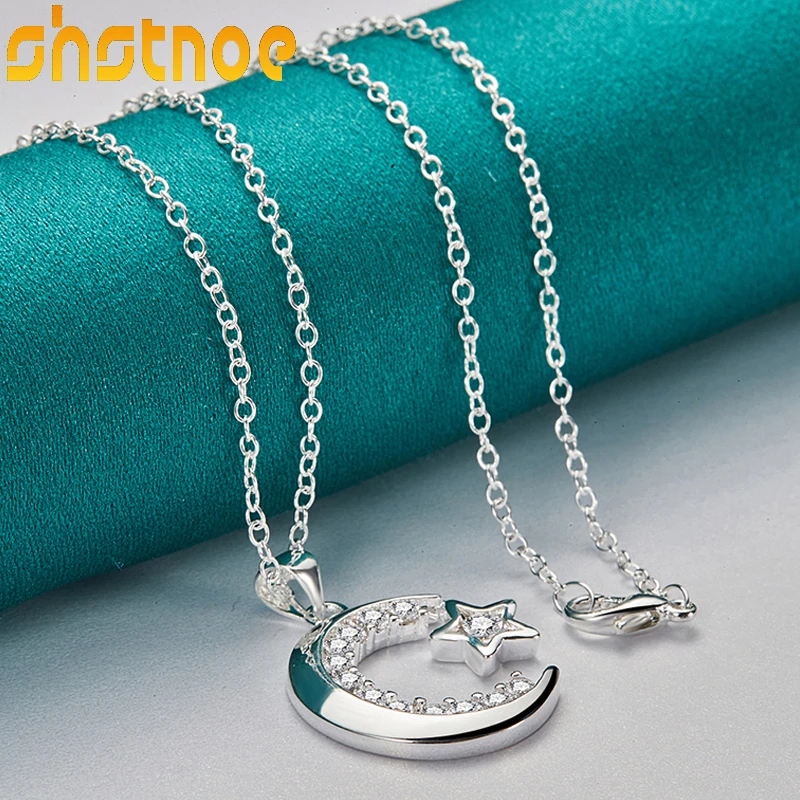 925 Sterling Silver 16-30 Inch Chain AAA Zircon Moon Star Pendant Necklace For Women Engagement Wedding Fashion Charm Jewelry
925 Sterling Silver 16-30 Inch Chain AAA Zircon Moon Star Pendant Necklace For Women Engagement Wedding Fashion Charm Jewelry