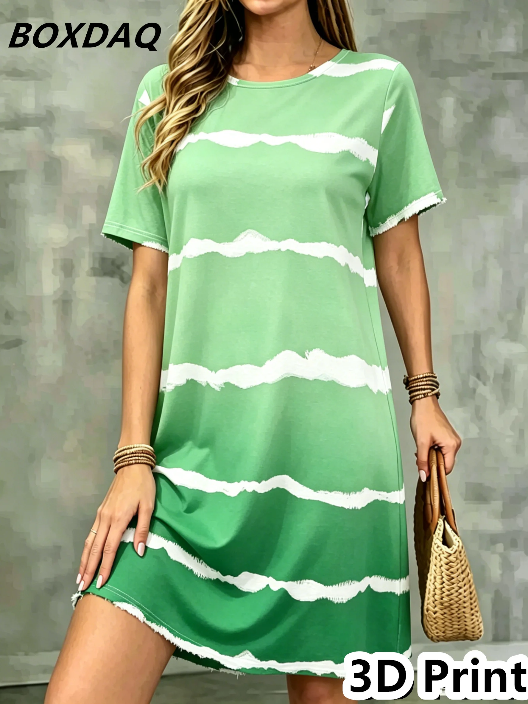 2026 New Women Dress Fashion Casual Gradient stripe pattern Short Sleeve Dress Loose O-neck Mini Dress
2026 New Women Dress Fashion Casual Gradient stripe pattern Short Sleeve Dress Loose O-neck Mini Dress