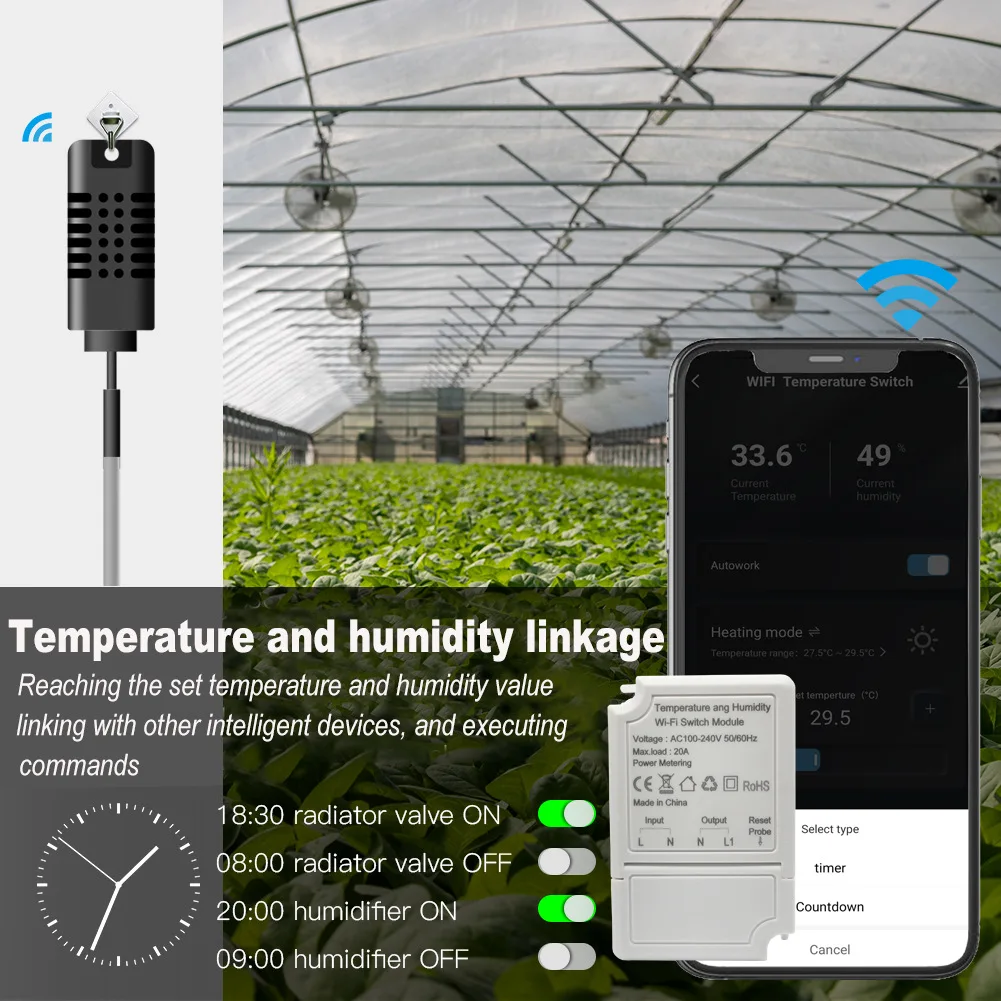 Tuya Smart WiFi Switch Module 20A Temperature and Humidity Controller Switch Module Energy Monitoring Work with Alexa Google
Tuya Smart WiFi Switch Module 20A Temperature and Humidity Controller Switch Module Energy Monitoring Work with Alexa Google