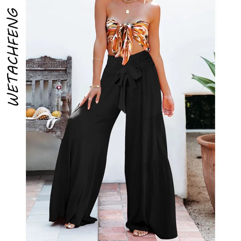 Wide Leg Pants Women Black Lace-up Folds Loose Cotton High Waists Female Summer Beach Holiday Long Dance Trousers Streetwear
Wide Leg Pants Women Black Lace-up Folds Loose Cotton High Waists Female Summer Beach Holiday Long Dance Trousers Streetwear