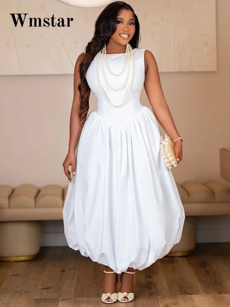 Wmstar Dresses for Women Wholesale Sweet Basics White Sleeveless Puffy Long Dress New in Summer 2025 Fashion Streetwear
Wmstar Dresses for Women Wholesale Sweet Basics White Sleeveless Puffy Long Dress New in Summer 2025 Fashion Streetwear