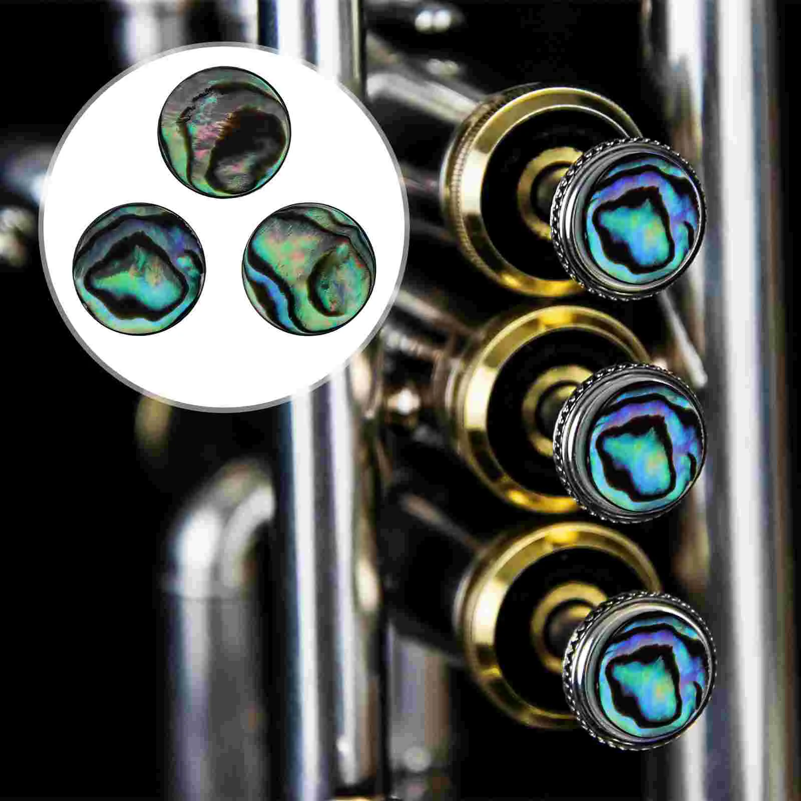 3 PCS Colorful Abalone Shell Finger Buttons for Trumpet Beautiful Pattern Easy to Use Gift for Musicians
3 PCS Colorful Abalone Shell Finger Buttons for Trumpet Beautiful Pattern Easy to Use Gift for Musicians