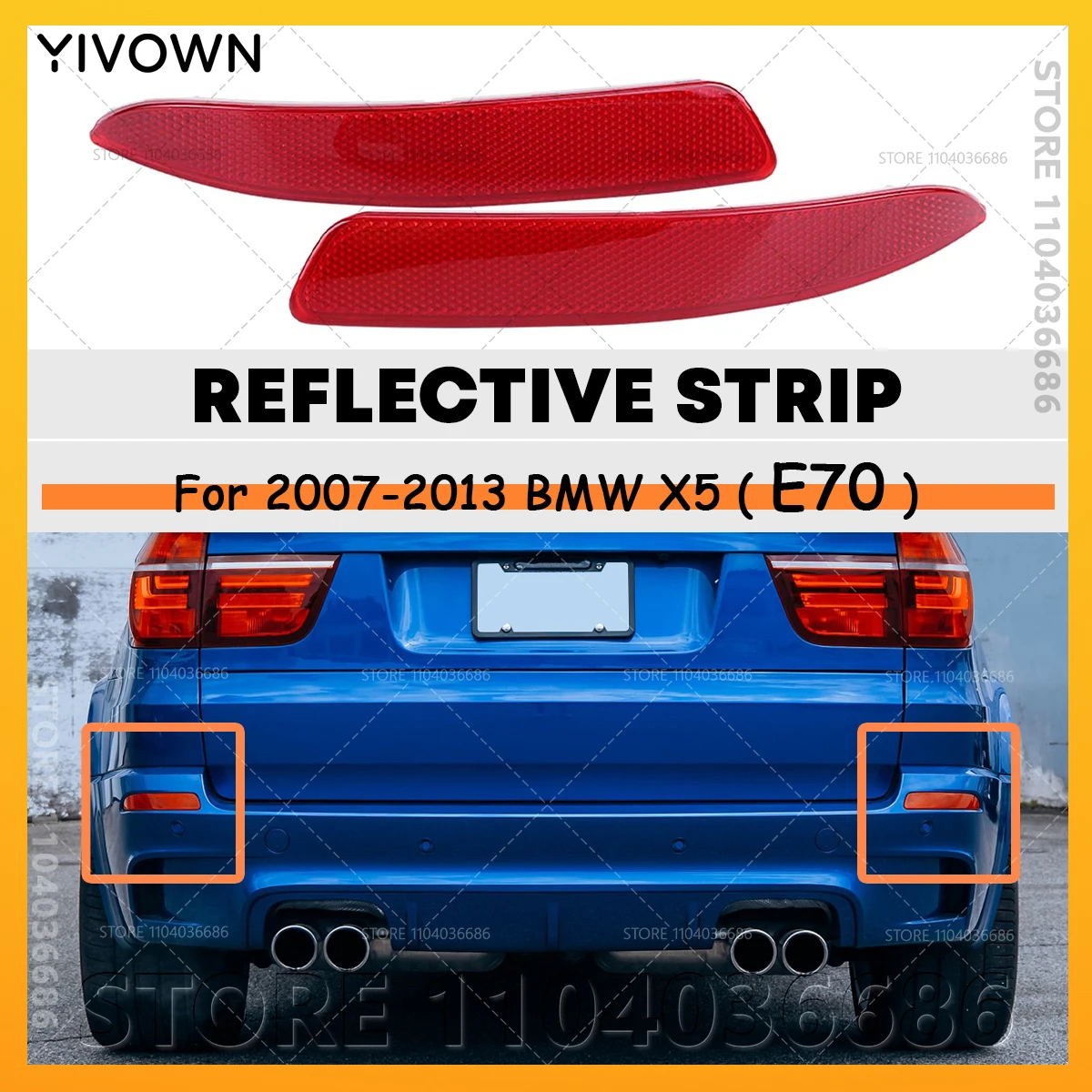 For 2007-2013 E70 BMW X5 3.0si 3.5d 35dX 35iX 4.8i 50iX M Rear Bumper Reflector Warning Reflective Strip 63217158949 63217158950
For 2007-2013 E70 BMW X5 3.0si 3.5d 35dX 35iX 4.8i 50iX M Rear Bumper Reflector Warning Reflective Strip 63217158949 63217158950