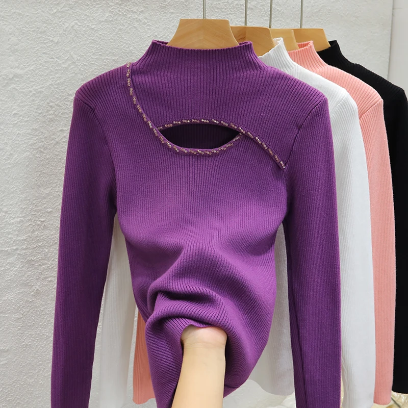Women's Half High Collar Sweater 2023 Autumn Winter New Fashion Bottoming Shirt Sexy Hollow out Slim Long Sleeve Knitted Top
Women's Half High Collar Sweater 2023 Autumn Winter New Fashion Bottoming Shirt Sexy Hollow out Slim Long Sleeve Knitted Top