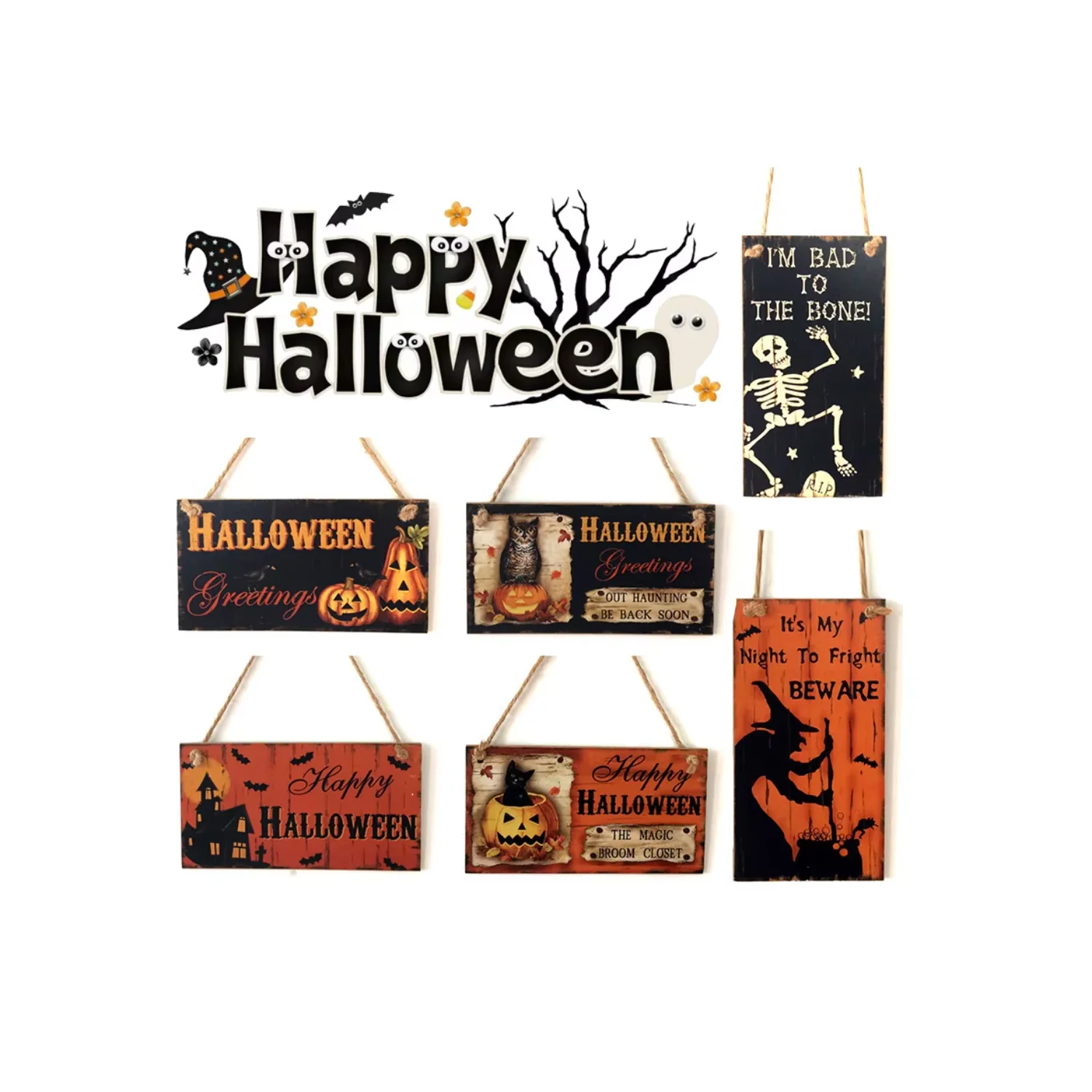Halloween Party Decoration Crafts Pumpkin Printing Hanging Halloween Wooden Pendant for Door Decoration
Halloween Party Decoration Crafts Pumpkin Printing Hanging Halloween Wooden Pendant for Door Decoration